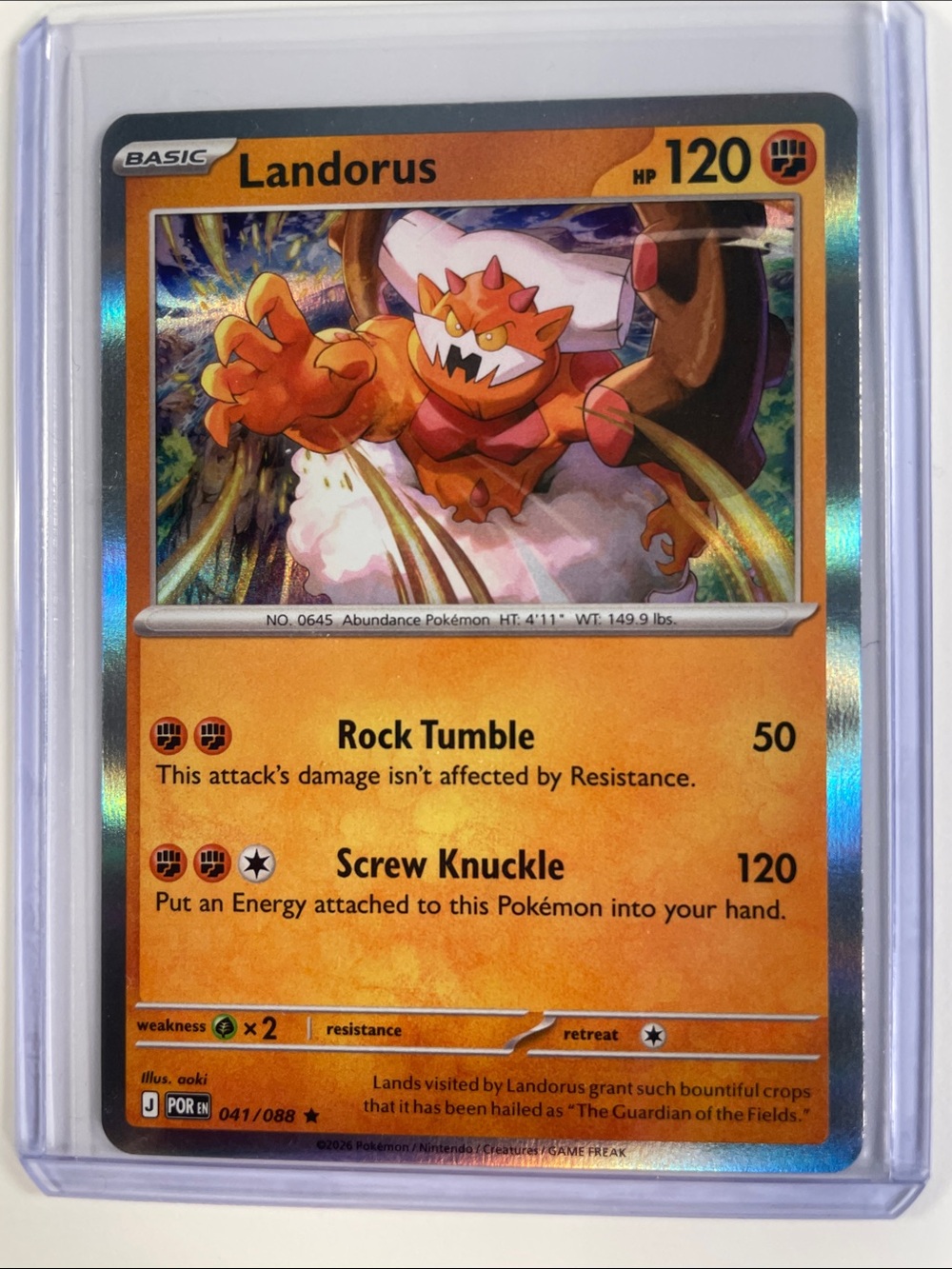Pokemon Landorus Card - Orange Holo